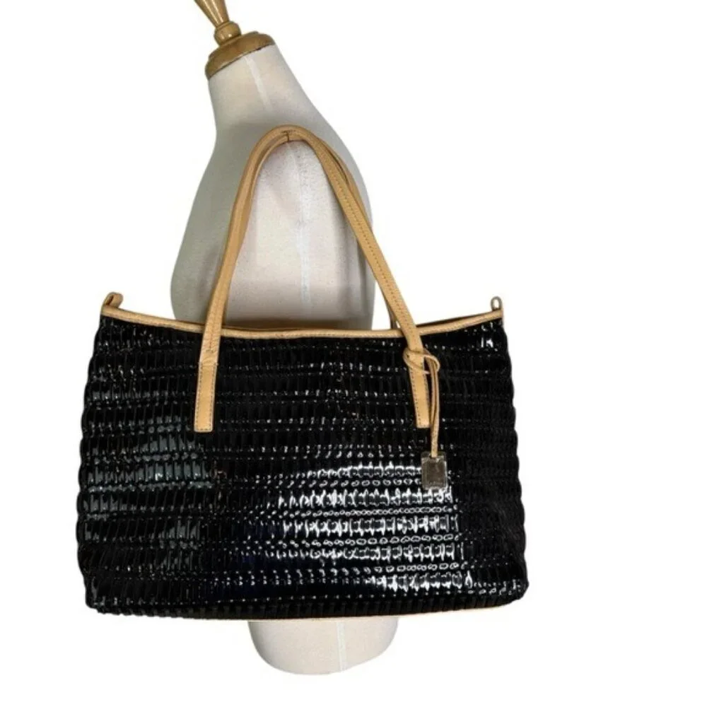 NWT Botkier Black Woven East West Shoulder Bag Minimal Chic Tote